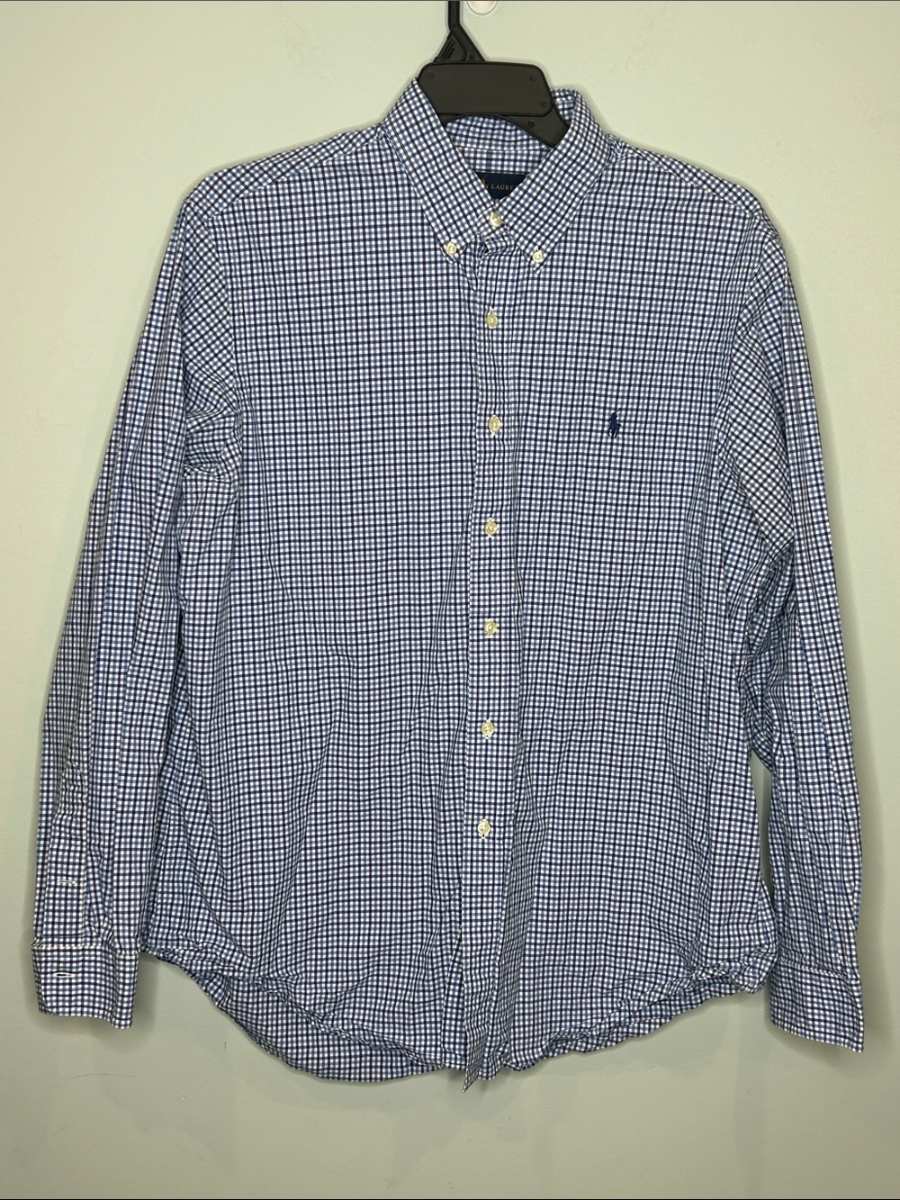Ralph Lauren Blue and White Gingham Button-Down Shirt - Picture 6 of 7